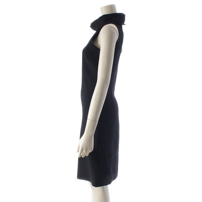 Prada Virgin Wool Roll Neck Sleeveless Dress Top Black 36 — view 3