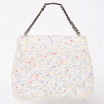Chanel Confetti Tweed Chain Shoulder Bag Flap Ivory Multicolor CC Logo Silver — view 2