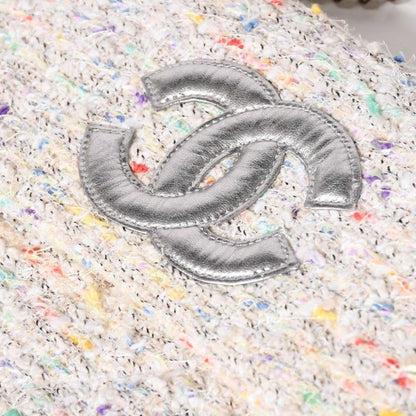 Chanel Confetti Tweed Chain Shoulder Bag Flap Ivory Multicolor CC Logo Silver — view 4