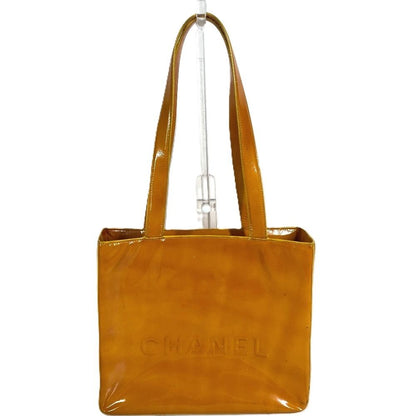 Chanel Shoulder Bag Logo Patent Yellow