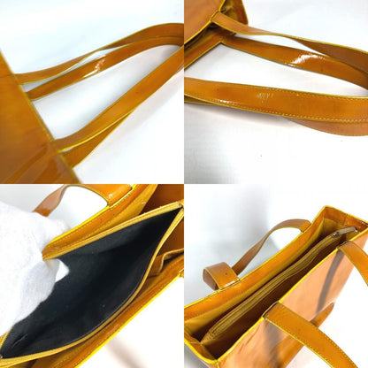 Chanel Shoulder Bag Logo Patent Yellow — view 8