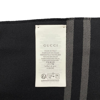 Gucci Shawl GG Pattern Scarf Wool Logo Gray Black — view 8