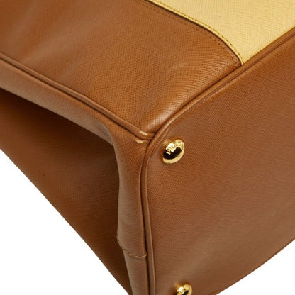 Prada Galleria Large Tote Bag Brown Yellow Saffiano Leather — view 5