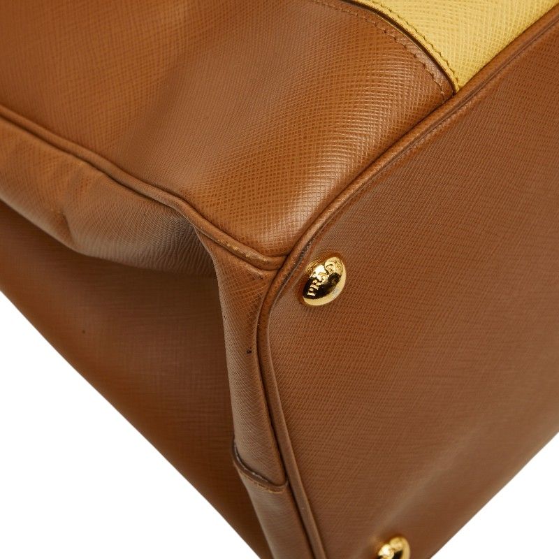 Prada Galleria Large Tote Bag Brown Yellow Saffiano Leather — view 7
