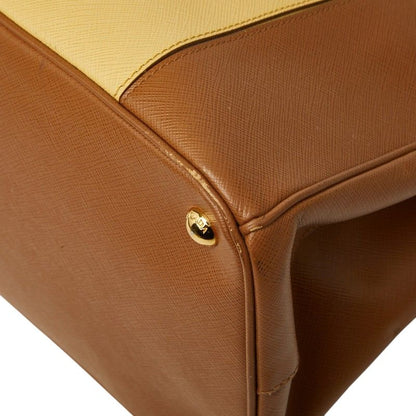 Prada Galleria Large Tote Bag Brown Yellow Saffiano Leather — view 4