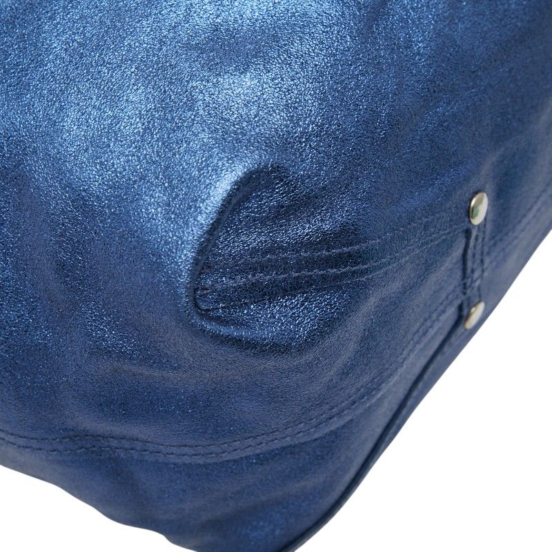Tiffany & Co Reversible Tote Shoulder Bag Blue Leather — view 7