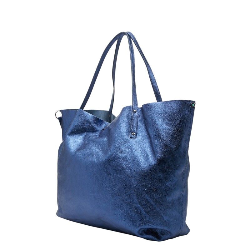 Tiffany & Co Reversible Tote Shoulder Bag Blue Leather — view 2
