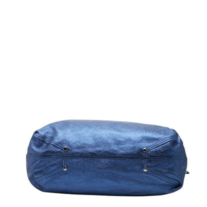 Tiffany & Co Reversible Tote Shoulder Bag Blue Leather — view 3