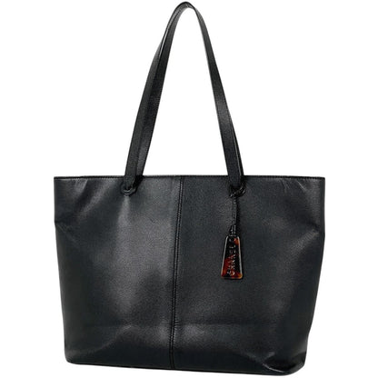 Chanel Logo Tote Bag Leather Black