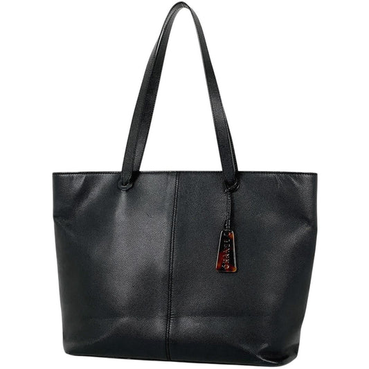 Chanel Logo Tote Bag Leather Black