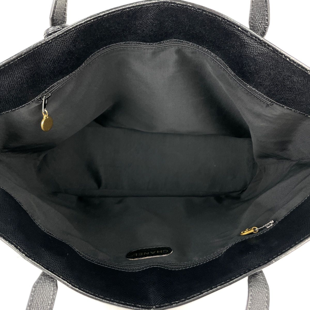 Chanel Logo Tote Bag Leather Black — view 8