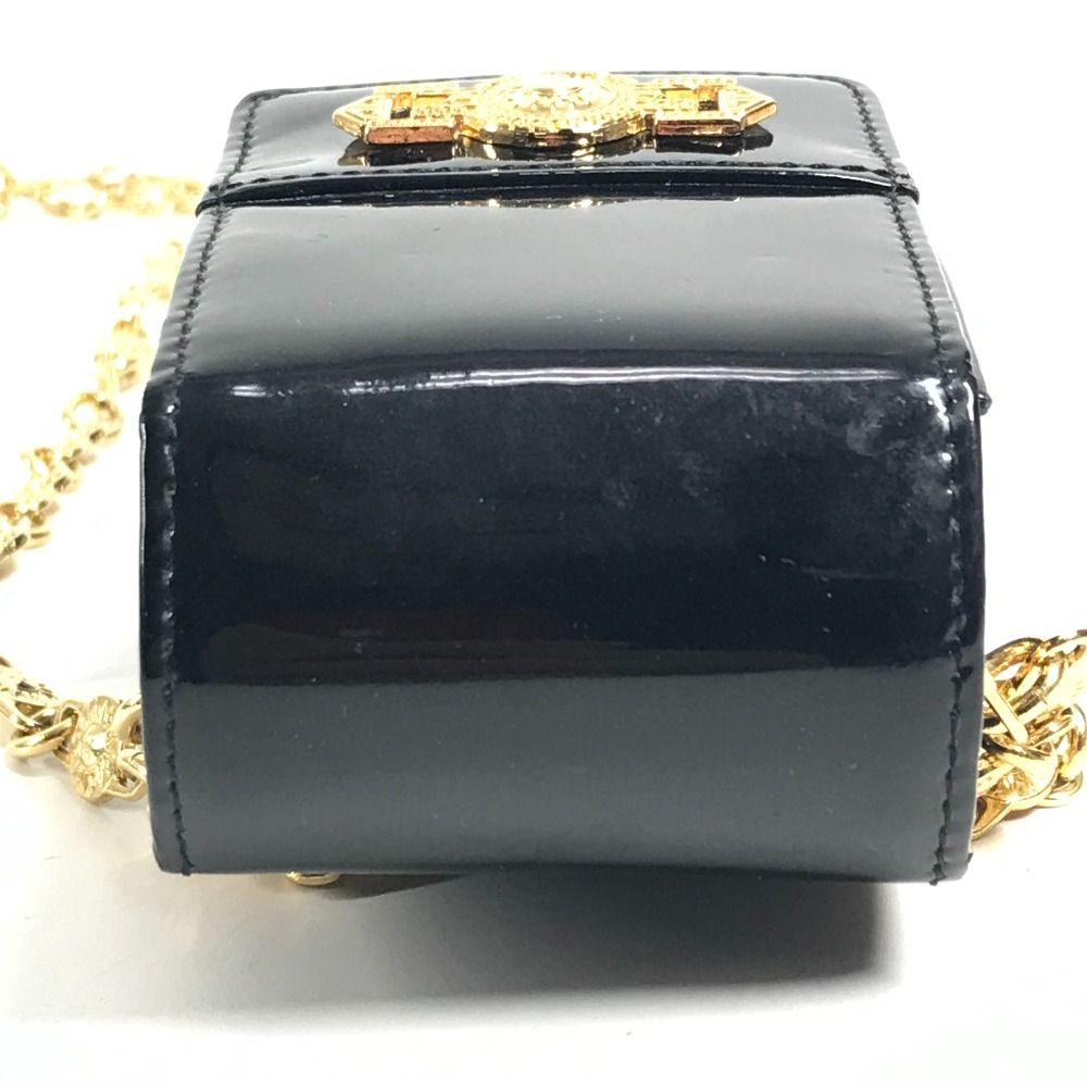 Versace Shoulder Bag Sunburst Logo Mobile Pouch Patent Black — view 6
