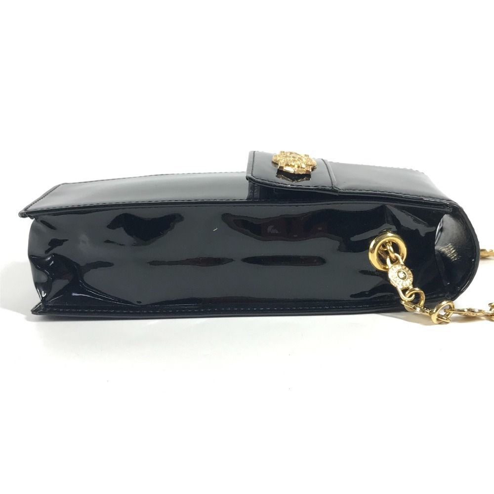 Versace Shoulder Bag Sunburst Logo Mobile Pouch Patent Black — view 4
