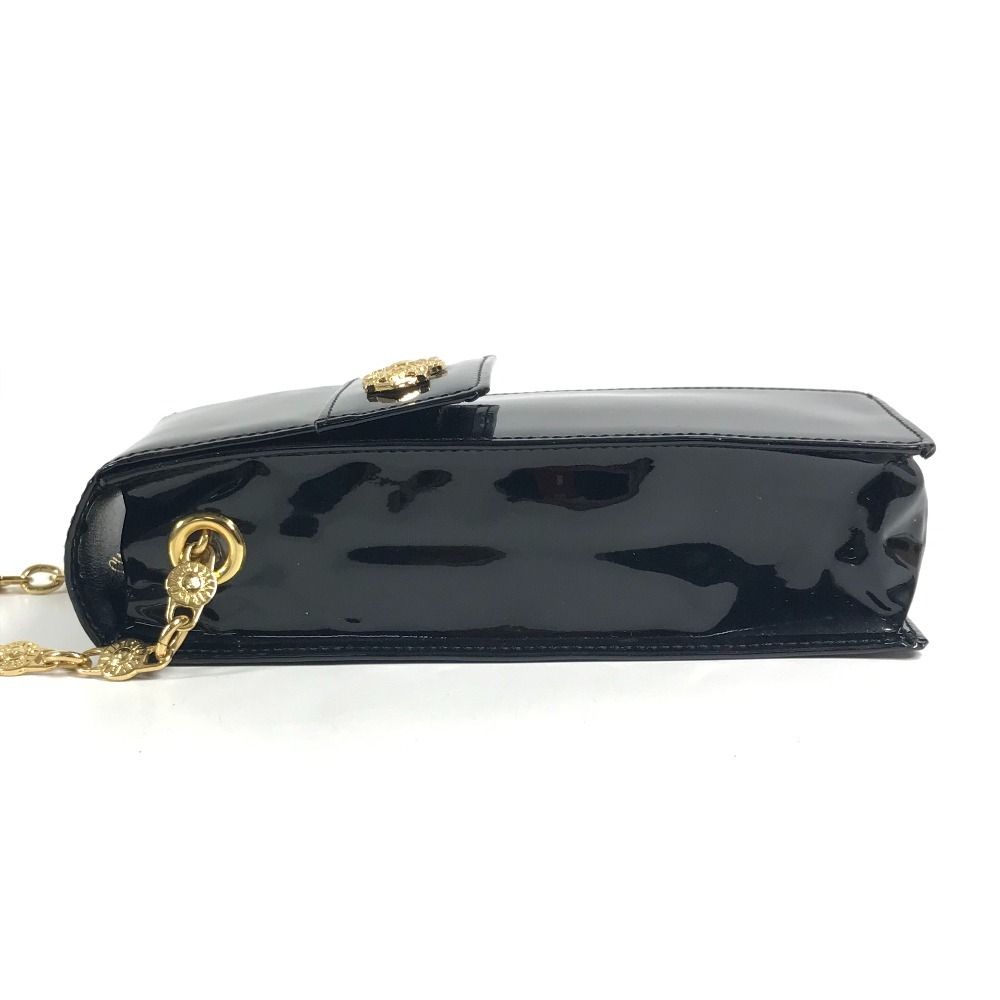 Versace Shoulder Bag Sunburst Logo Mobile Pouch Patent Black — view 3