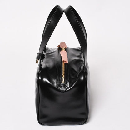 Miu Miu Leather Top Handle Bag Handbag Shiny Calfskin Black Gold — view 4