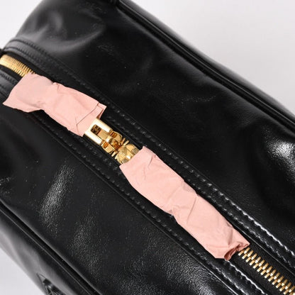 Miu Miu Leather Top Handle Bag Handbag Shiny Calfskin Black Gold — view 8