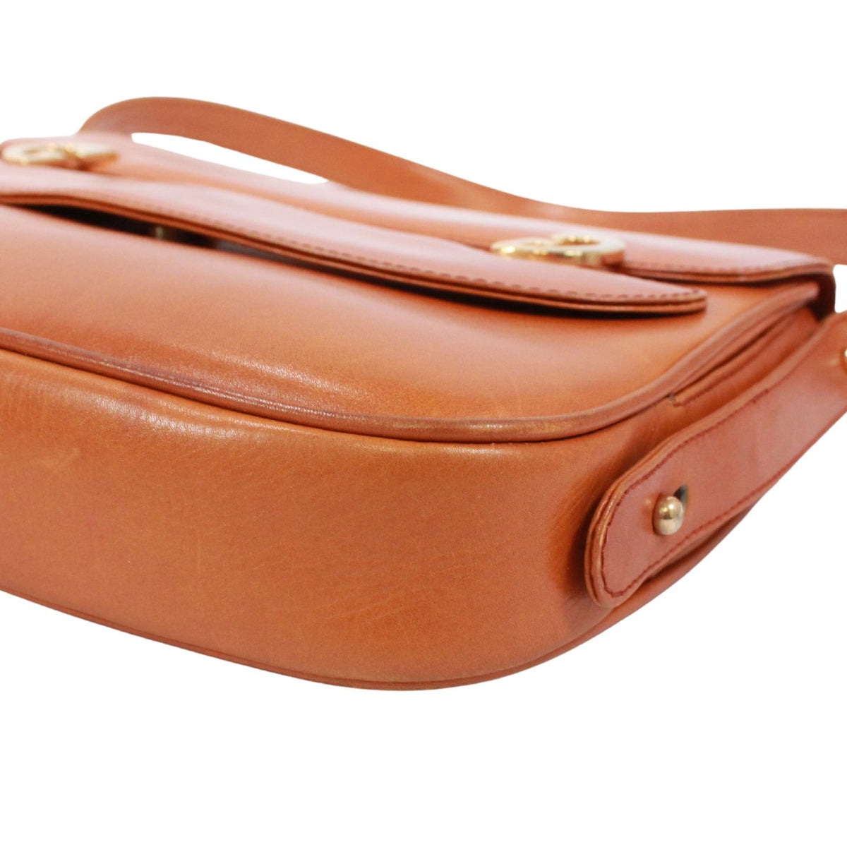 Gucci Vintage Leather Brown Shoulder Bag Gold — view 5