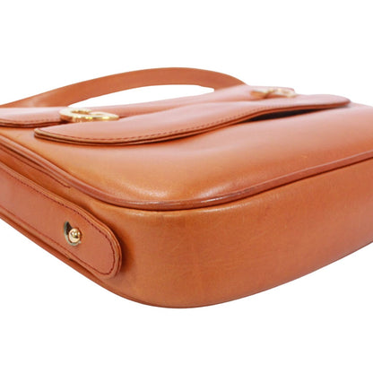 Gucci Vintage Leather Brown Shoulder Bag Gold — view 6