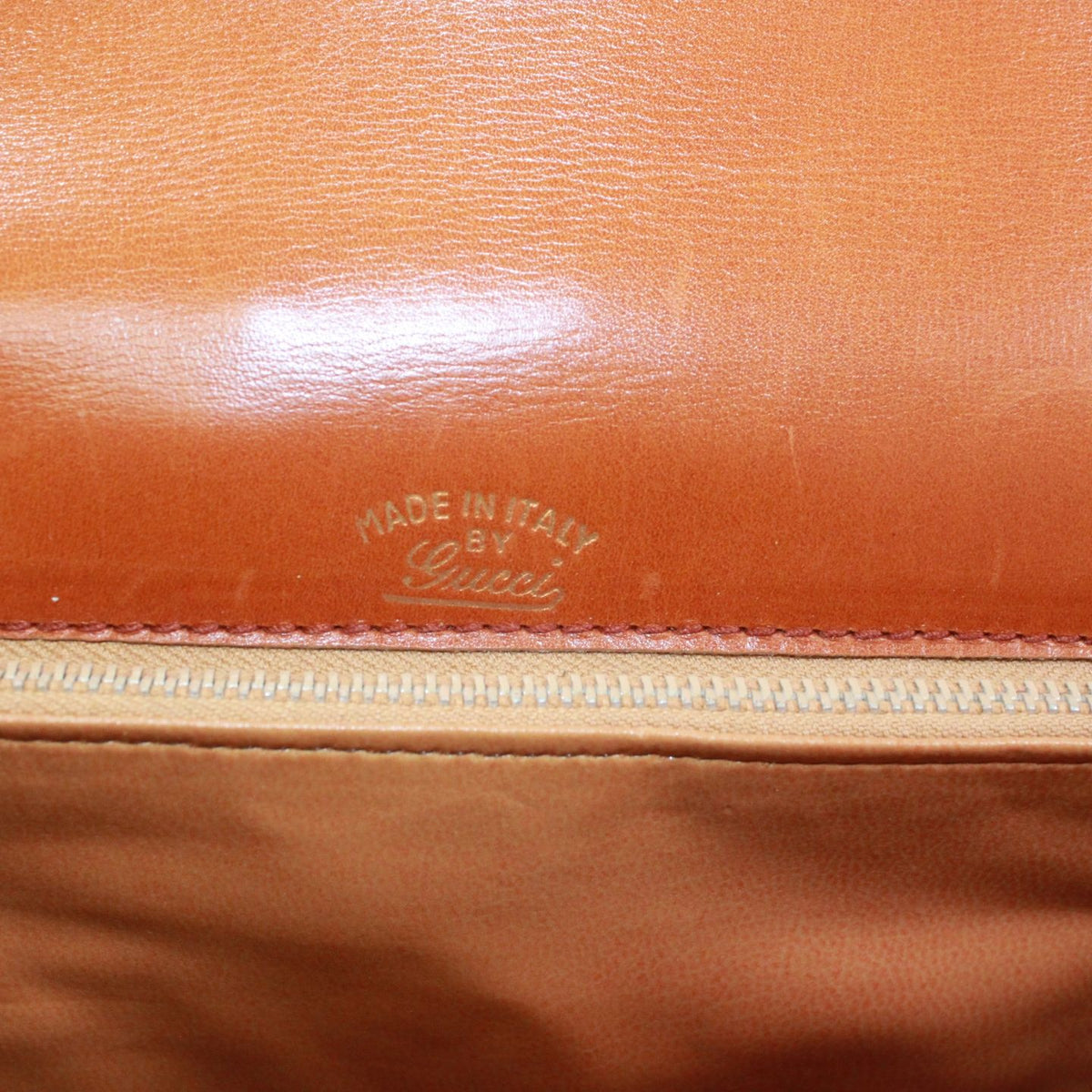 Gucci Vintage Leather Brown Shoulder Bag Gold — view 8