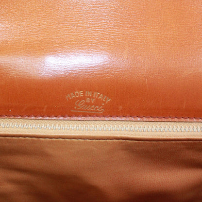 Gucci Vintage Leather Brown Shoulder Bag Gold — view 8
