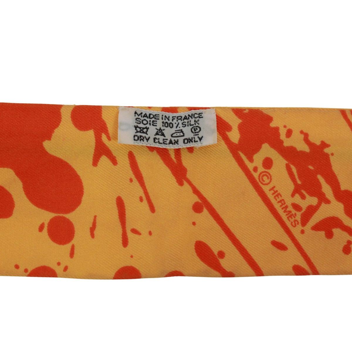 Hermes Twilly Paint Splatter Silk Orange Scarf — view 4
