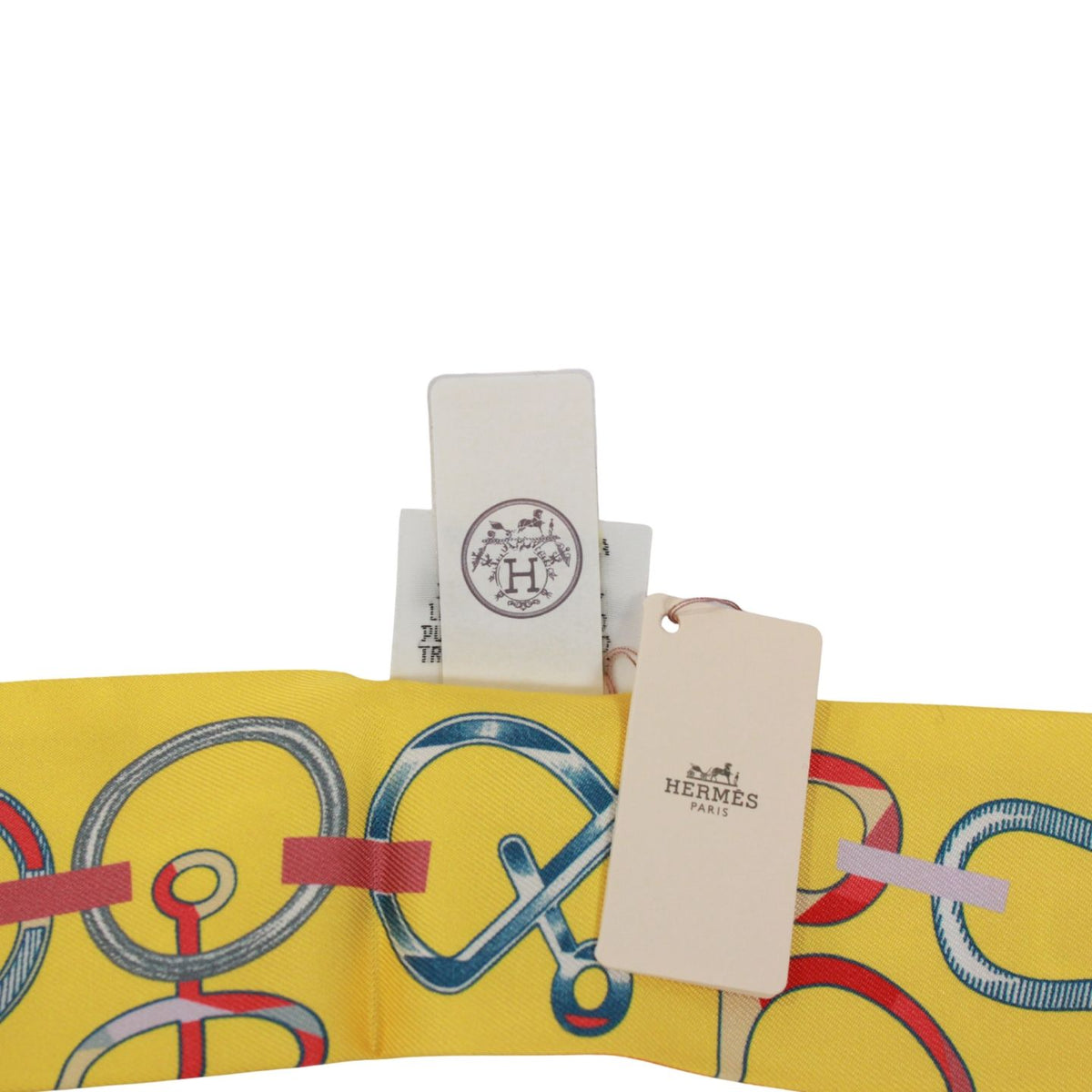 Hermes Twirly de le Boucle Silk Yellow Orange Scarf — view 6