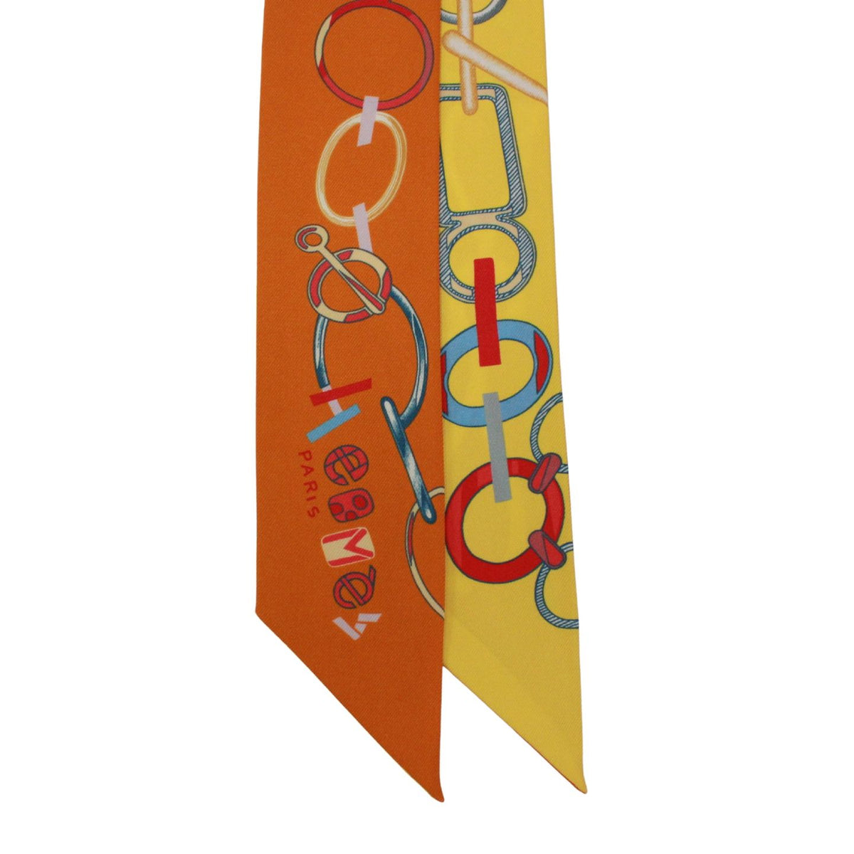 Hermes Twirly de le Boucle Silk Yellow Orange Scarf — view 3