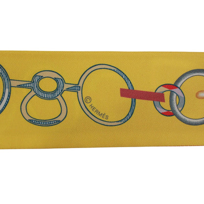 Hermes Twirly de le Boucle Silk Yellow Orange Scarf — view 4