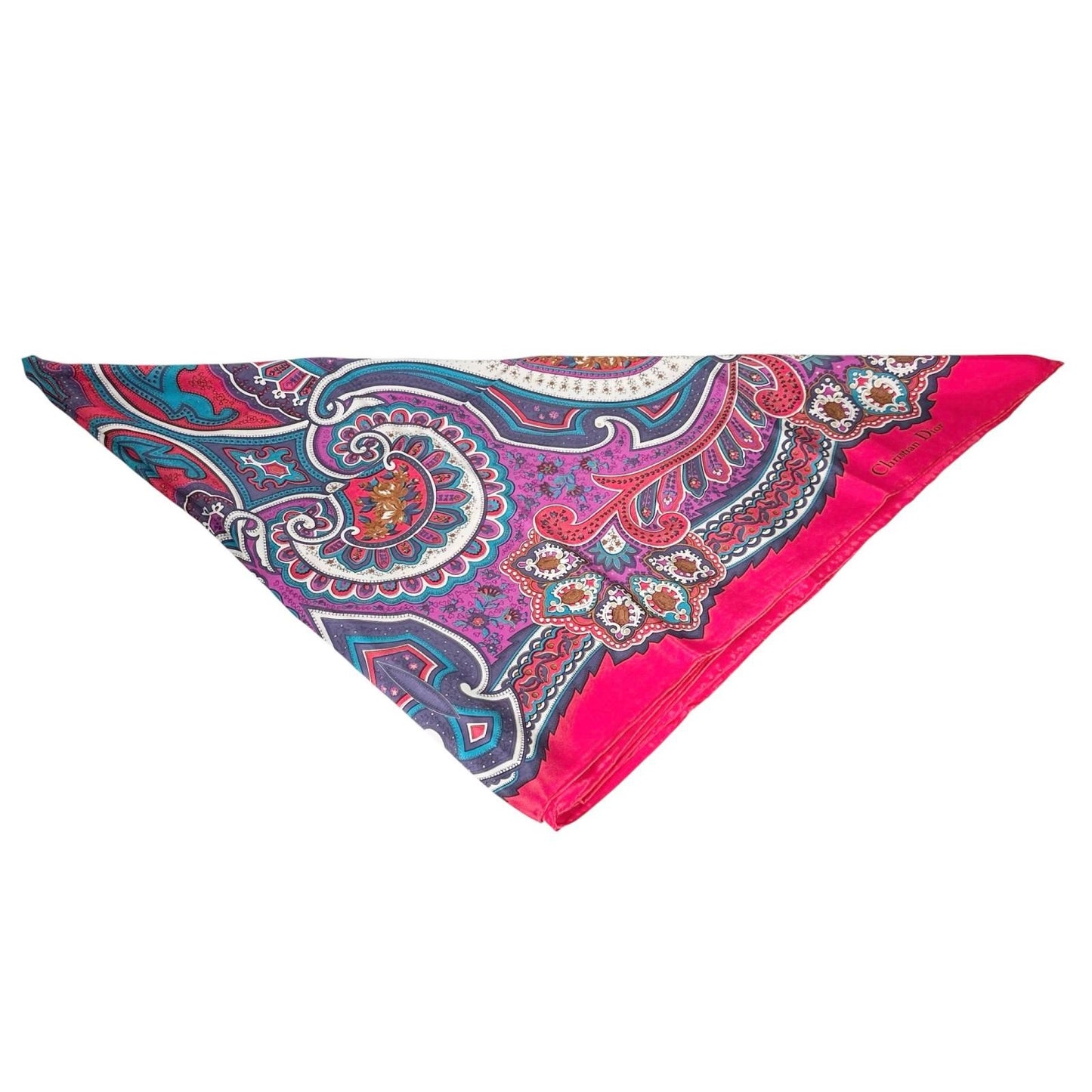 Dior Paisley Silk Purple Red Scarf — view 3