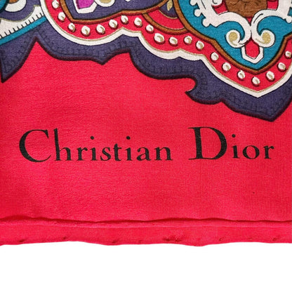Dior Paisley Silk Purple Red Scarf — view 5