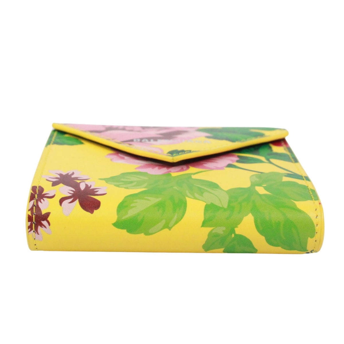Balenciaga Flower Print Mini Wallet Leather Yellow Green Pink — view 4