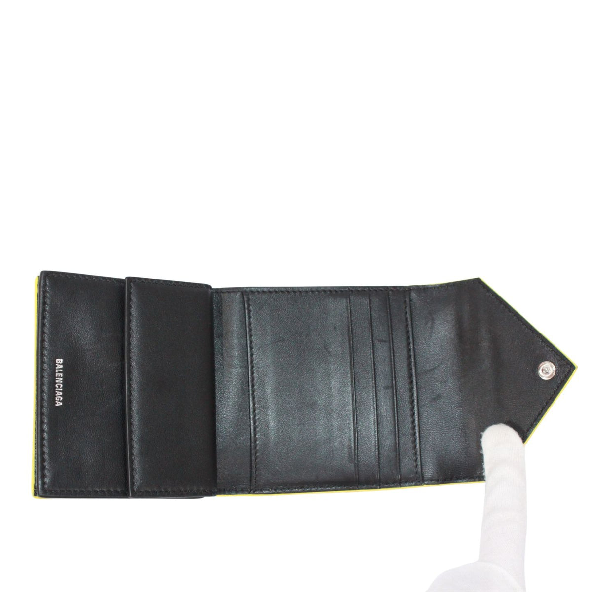 Balenciaga Flower Print Mini Wallet Leather Yellow Green Pink — view 7