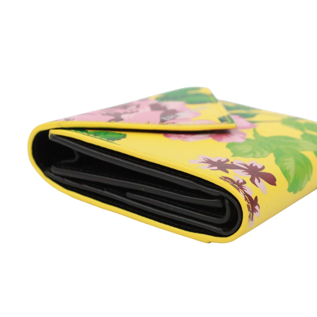 Balenciaga Flower Print Mini Wallet Leather Yellow Green Pink — view 6
