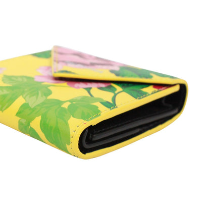 Balenciaga Flower Print Mini Wallet Leather Yellow Green Pink — view 5