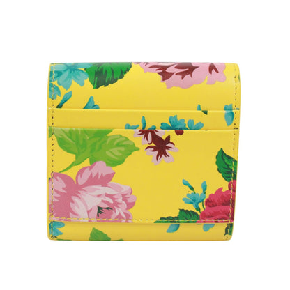 Balenciaga Flower Print Mini Wallet Leather Yellow Green Pink — view 3