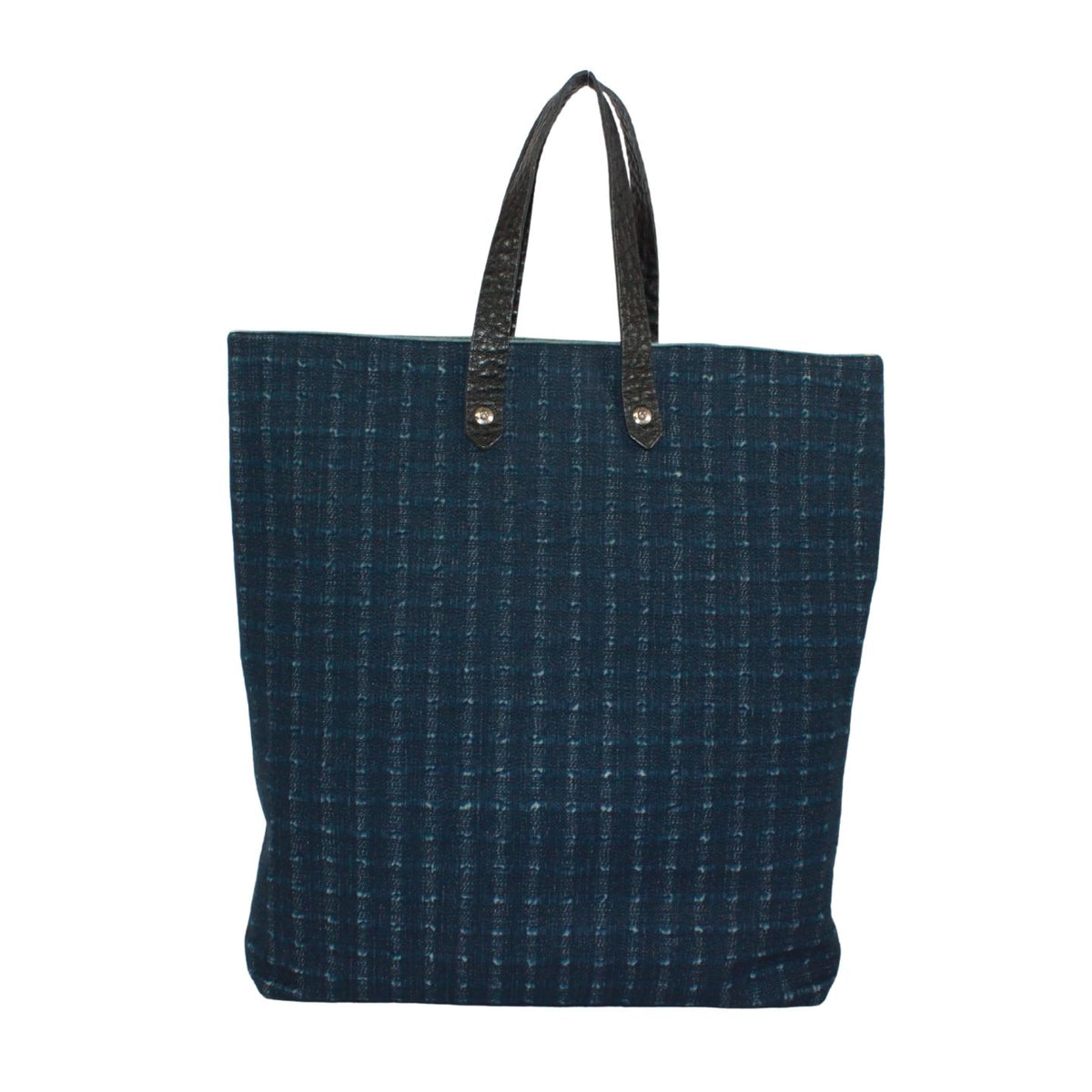 Hermes Amedaba GM Leather Canvas Navy Tote Bag Silver — view 3