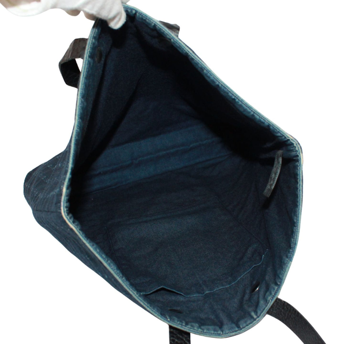 Hermes Amedaba GM Leather Canvas Navy Tote Bag Silver — view 7