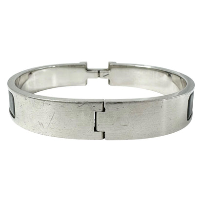 Hermes Clic H Silver Black Bangle Bracelet — view 3