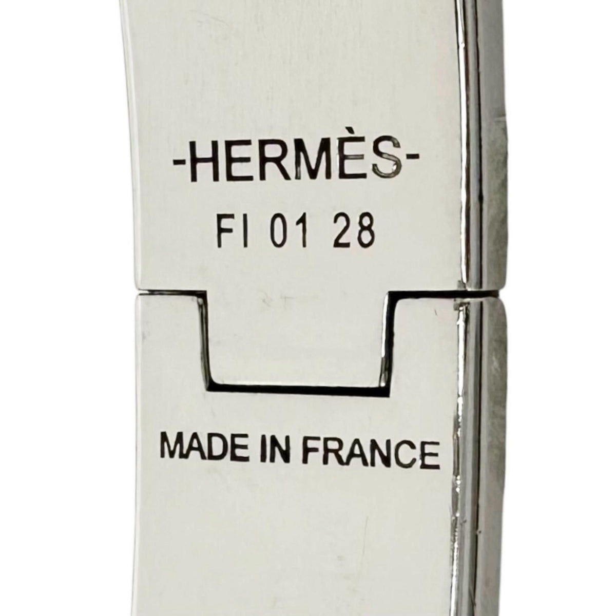 Hermes Clic H Silver Black Bangle Bracelet — view 7