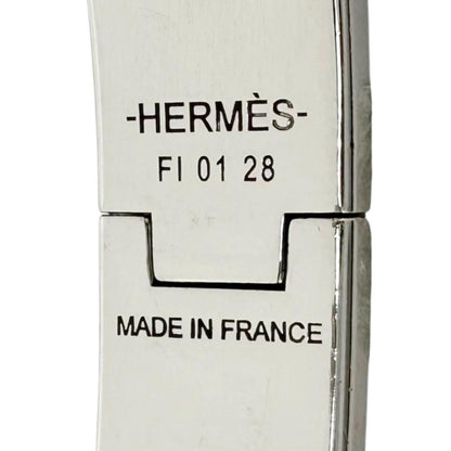 Hermes Clic H Silver Black Bangle Bracelet — view 7