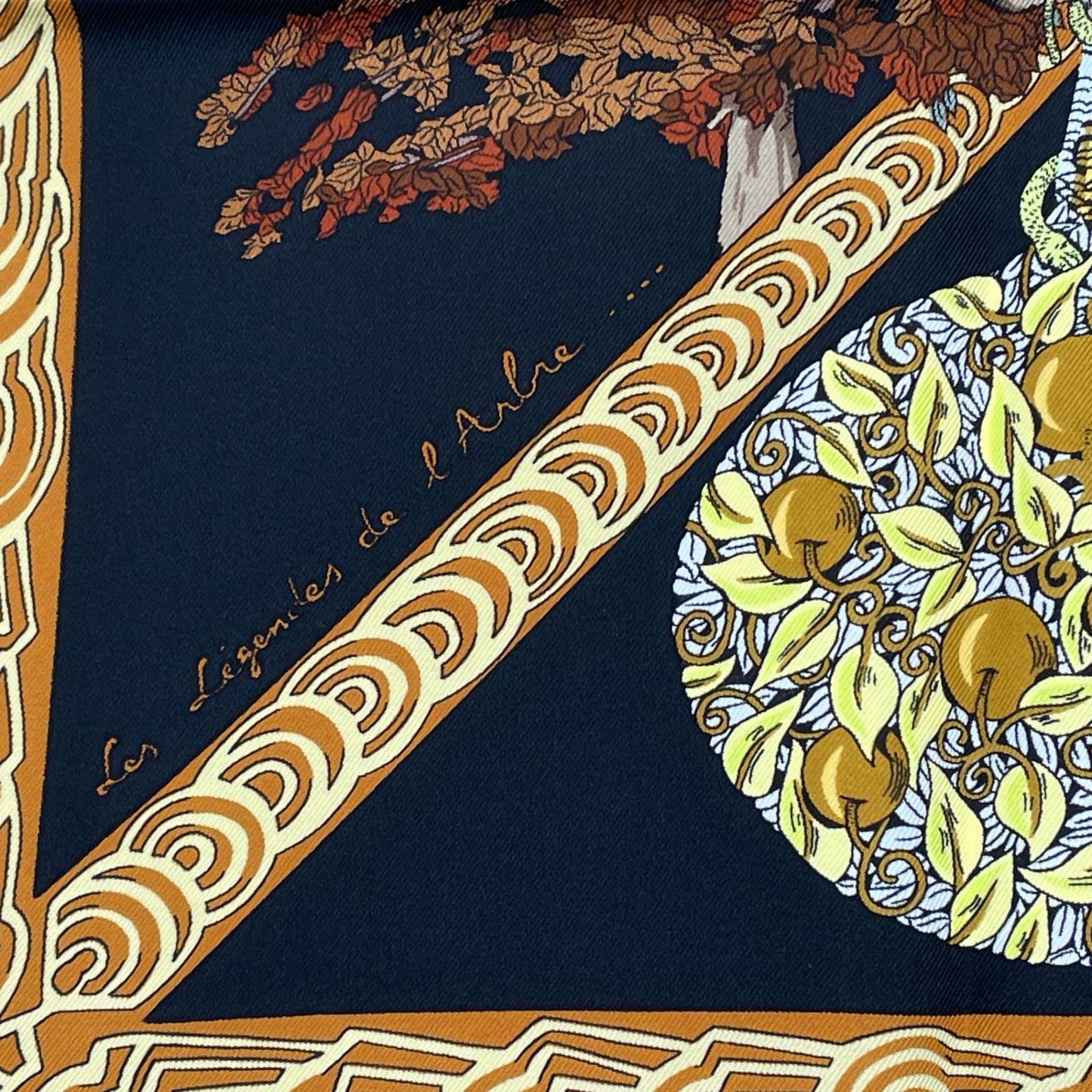 Hermes Carre 90 Les Legendes de L'arbre Wood Legends Scarf Black — view 7