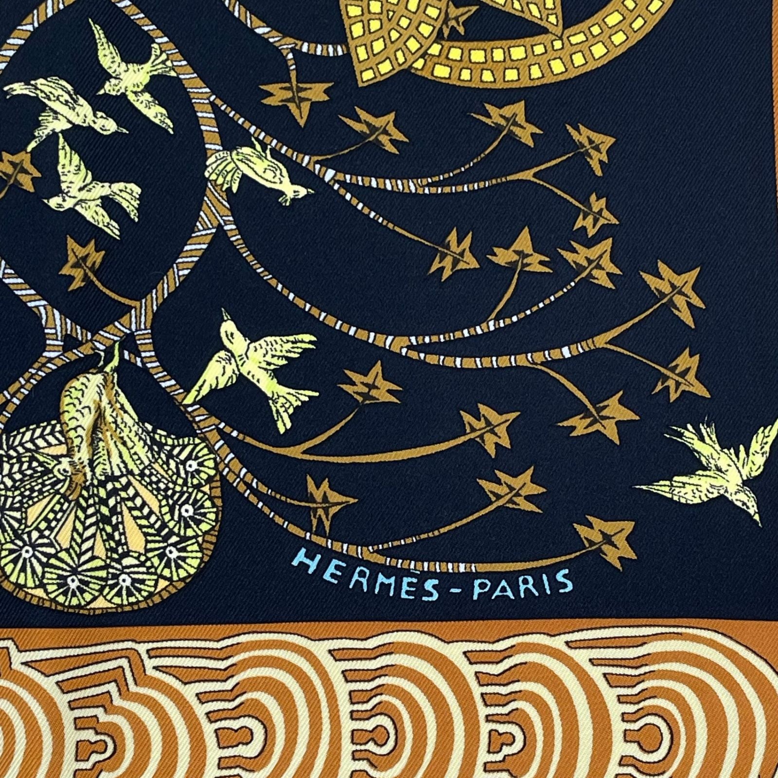 Hermes Carre 90 Les Legendes de L'arbre Wood Legends Scarf Black — view 6