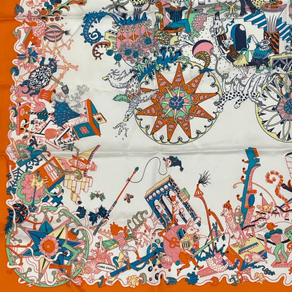 Hermes Carre 90 Silk Scarf Folle Parade Orange — view 4