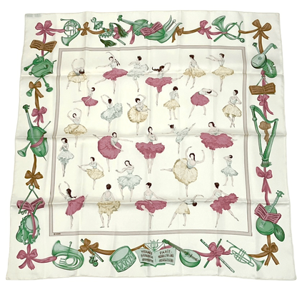 Hermes Carre 90 Silk Scarf la Danse Ballerina Beige