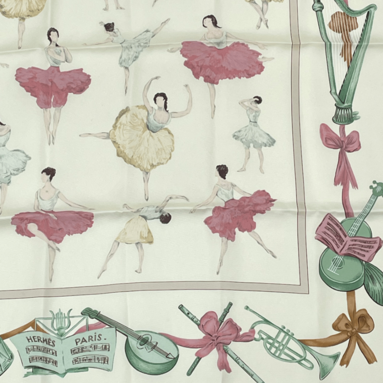 Hermes Carre 90 Silk Scarf la Danse Ballerina Beige — view 3