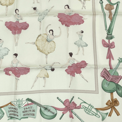 Hermes Carre 90 Silk Scarf la Danse Ballerina Beige — view 3