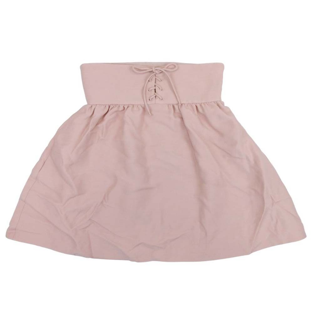 Dior Lace Up Waist Flare Skirt Wool Silk Knee Length 40 Pink Beige