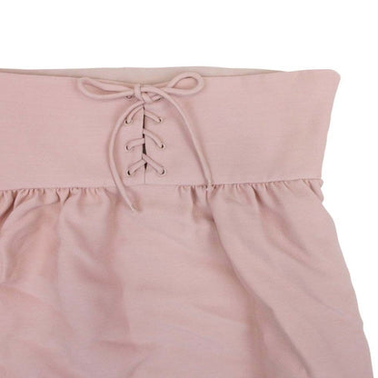 Dior Lace Up Waist Flare Skirt Wool Silk Knee Length 40 Pink Beige — view 3