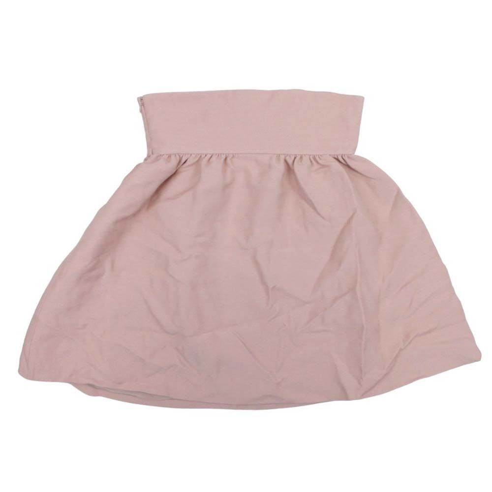 Dior Lace Up Waist Flare Skirt Wool Silk Knee Length 40 Pink Beige — view 2