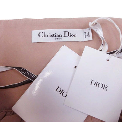 Dior Lace Up Waist Flare Skirt Wool Silk Knee Length 40 Pink Beige — view 5